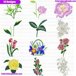Flowers And Tree Embroidery Design Bundle 32