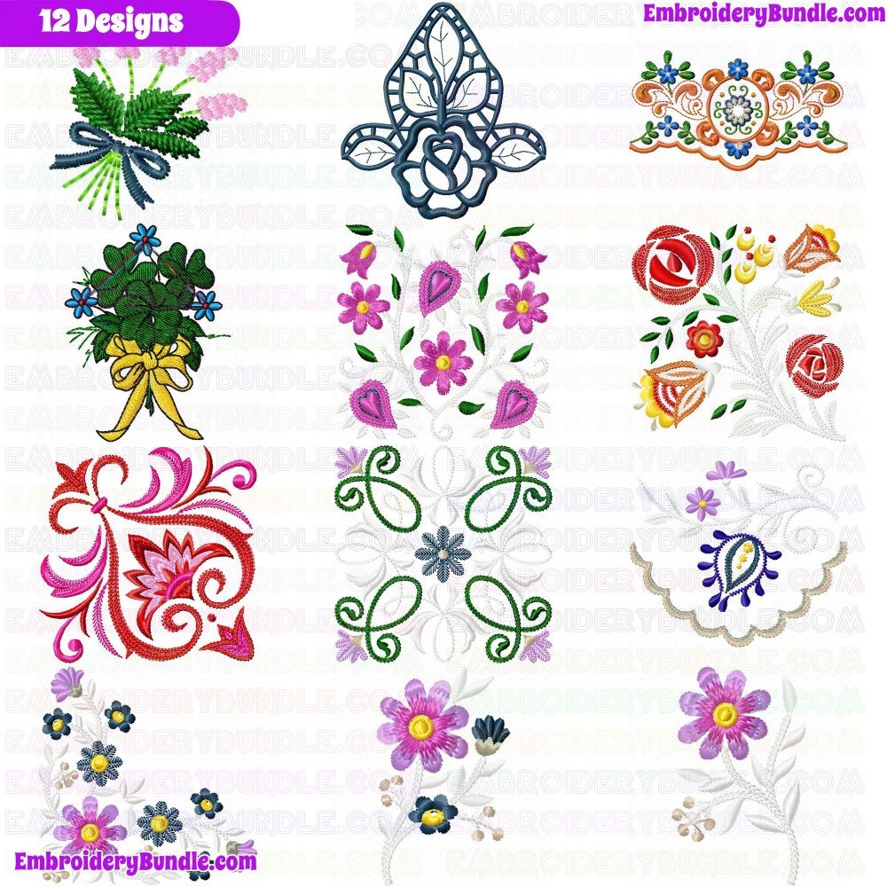 Flowers And Tree Embroidery Design Bundle 37 Flowers And Tree Embroidery Design Bundle 37