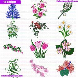 Flowers And Tree Embroidery Design Bundle 3