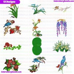Flowers And Tree Embroidery Design Bundle 44