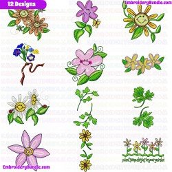 Flowers And Tree Embroidery Design Bundle 49