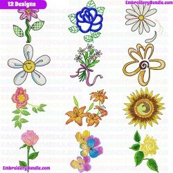 Flowers And Tree Embroidery Design Bundle 51