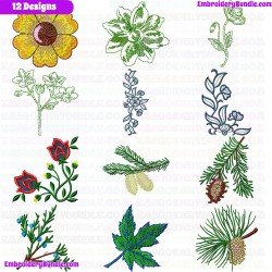 Flowers And Tree Embroidery Design Bundle 53