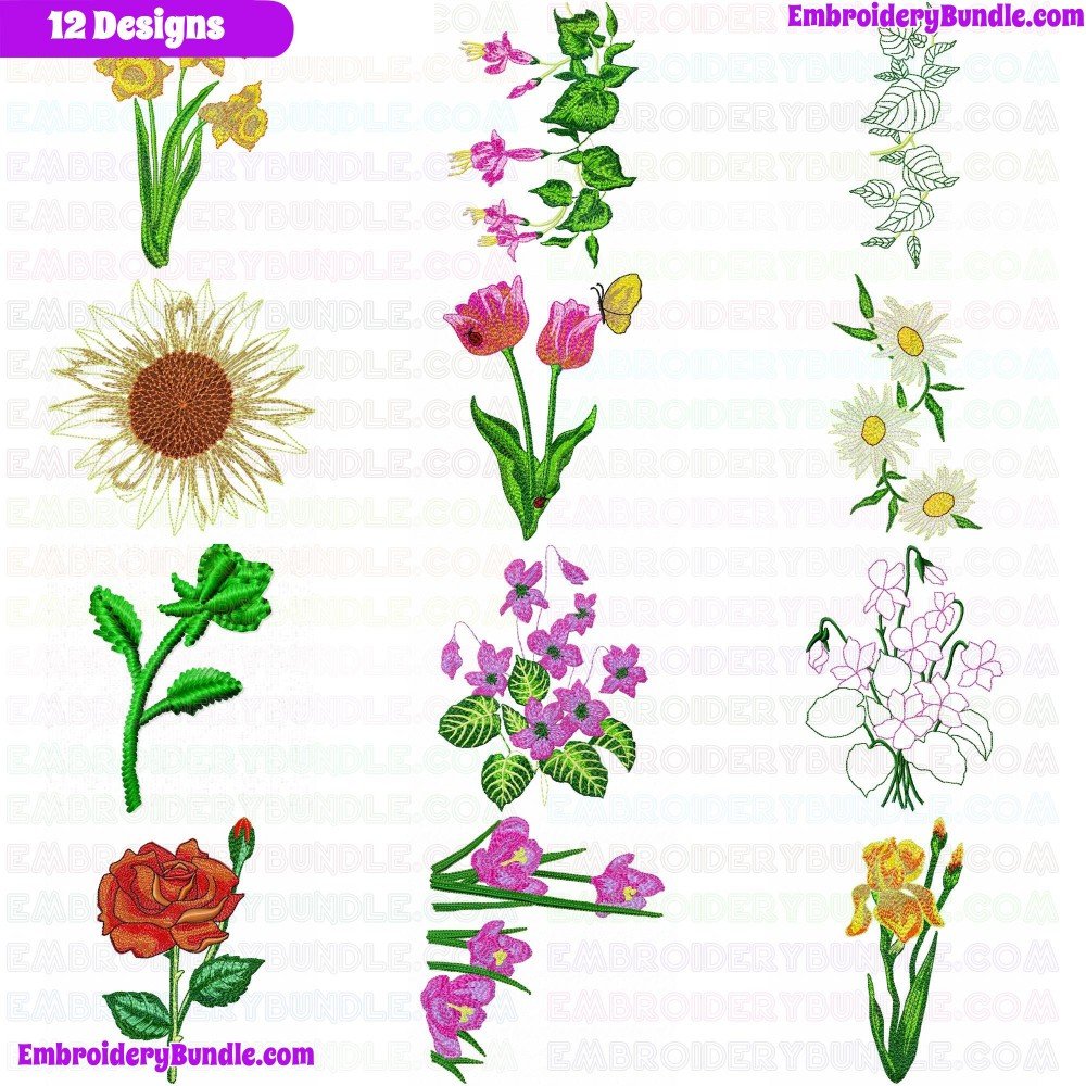 Flowers And Tree Embroidery Design Bundle 58 Flowers And Tree Embroidery Design Bundle 58