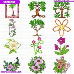 Flowers And Tree Embroidery Design Bundle 70