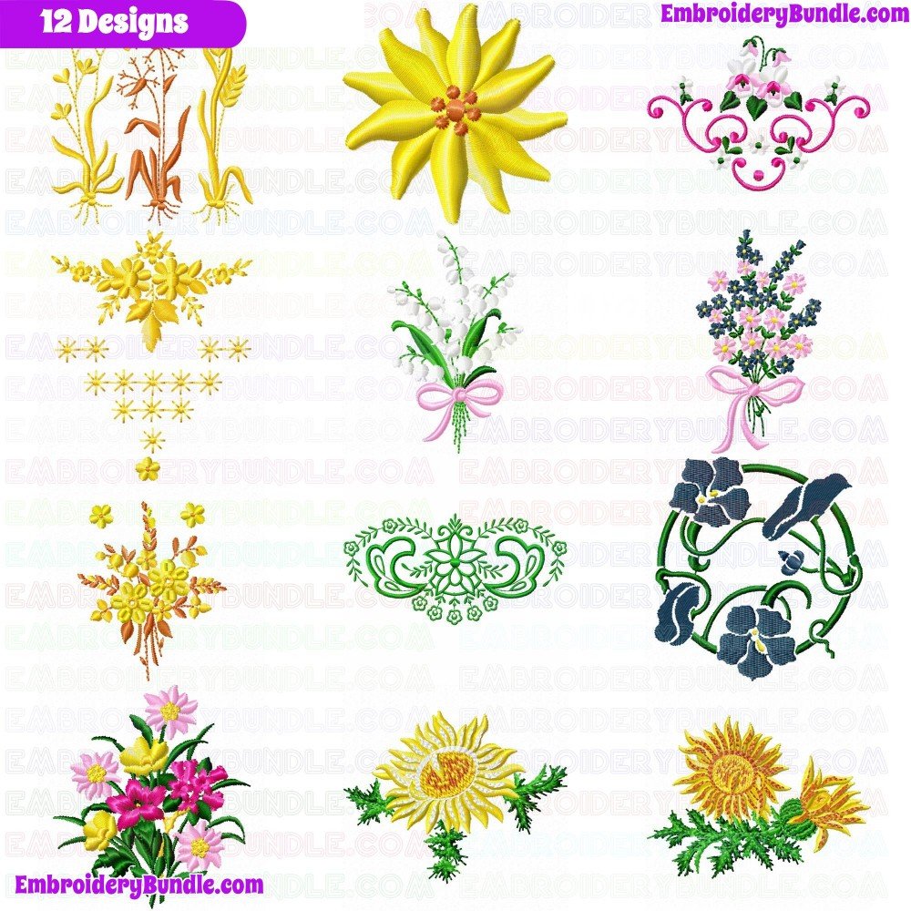 Flowers And Tree Embroidery Design Bundle 7 Flowers And Tree Embroidery Design Bundle 7