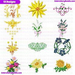 Flowers And Tree Embroidery Design Bundle 7