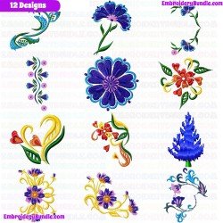 Flowers And Tree Embroidery Design Bundle 80