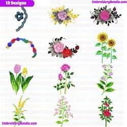 Flowers And Tree Embroidery Design Bundle 86
