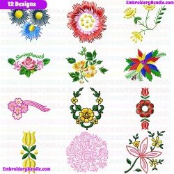 Flowers And Tree Embroidery Design Bundle 9