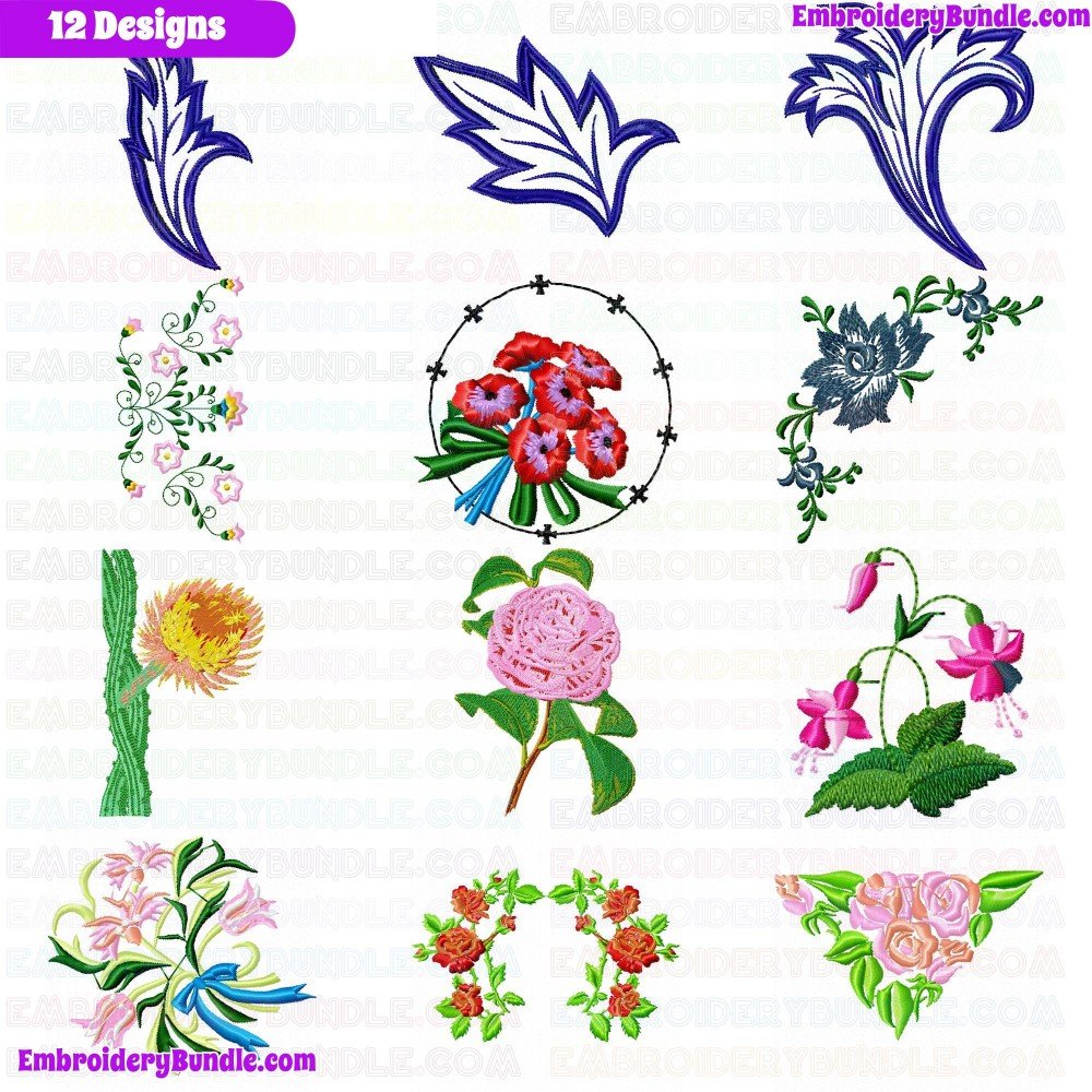 Flowers Embroidery Design Bundle 62 Flowers Embroidery Design Bundle 62