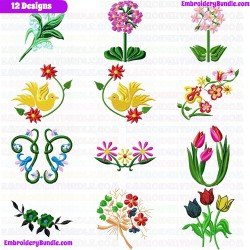 Flowers Embroidery Design Bundle 8