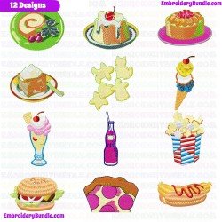 Foods And Sweets Embroidery Design Bundle 3