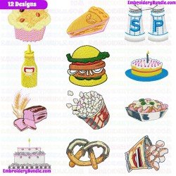 Foods And Sweets Embroidery Design Bundle 4