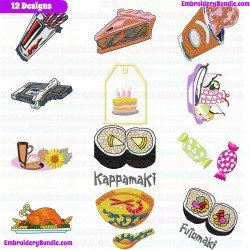 Foods And Sweets Embroidery Design Bundle 6