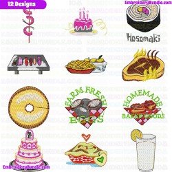 Foods And Sweets Embroidery Design Bundle 7