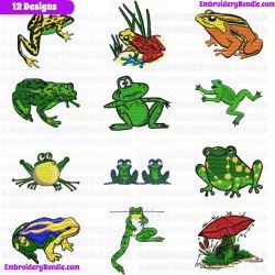 Frogs Embroidery Design Bundle 5