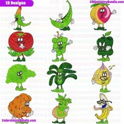 Funny Veggies Embroidery Design Bundle 1