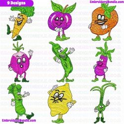 Funny Veggies Embroidery Design Bundle 2