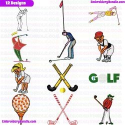 Golf Embroidery Design Bundle 10