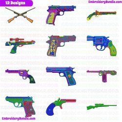 Guns Embroidery Design Bundle 1