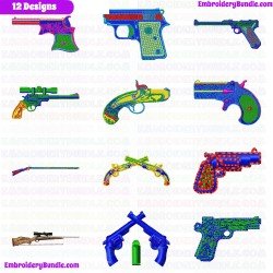 Guns Embroidery Design Bundle 3