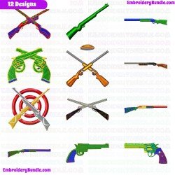 Guns Embroidery Design Bundle 4