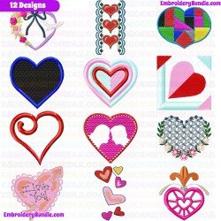 Hearts Embroidery Design Bundle 1