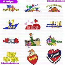 Holidays And Events Embroidery Design Bundle 6