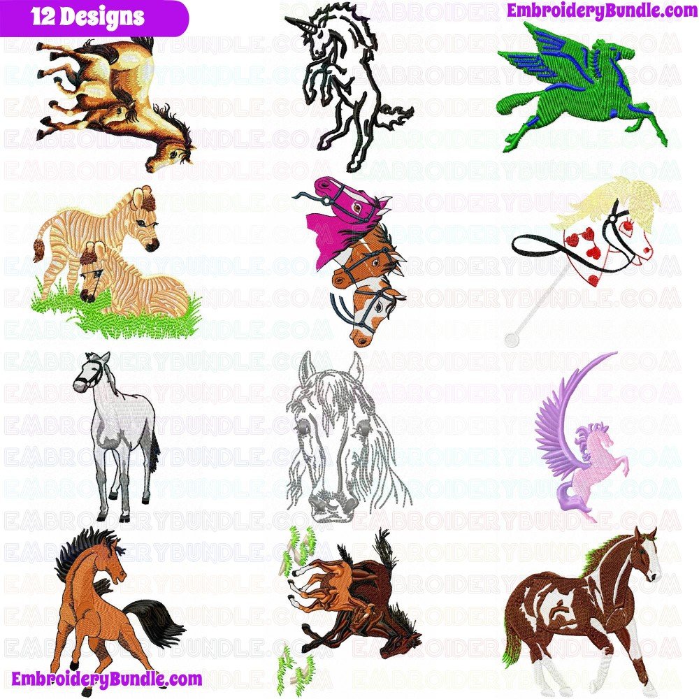 Horses Embroidery Design Bundle 21 Horses Embroidery Design Bundle 21