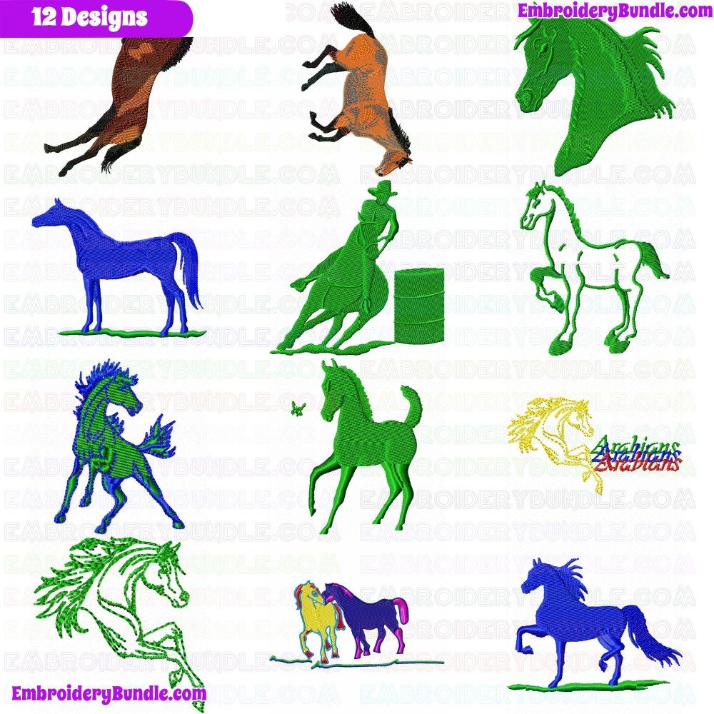 Horses Embroidery Design Bundle 24 Horses Embroidery Design Bundle 24