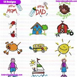 Kids And Toys Embroidery Design Bundle 11