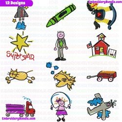 Kids And Toys Embroidery Design Bundle 12