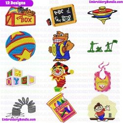 Kids And Toys Embroidery Design Bundle 17