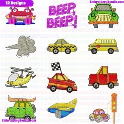 Kids Cars Embroidery Design Bundle 1