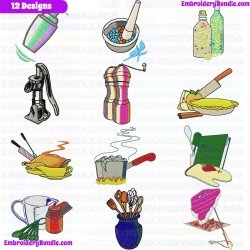 Kitchen And Tools Equipment Embroidery Design Bundle 3