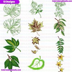 Leaves Embroidery Design Bundle 23