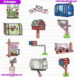 Mailbox Embroidery Design Bundle 1