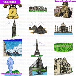 Monuments Embroidery Design Bundle 1