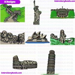 Monuments Embroidery Design Bundle 2