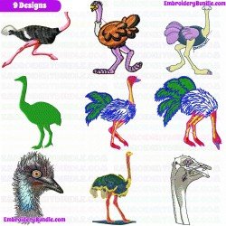 Ostrich Embroidery Design Bundle 1