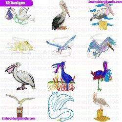 Pelican Swan Embroidery Design Bundle 1