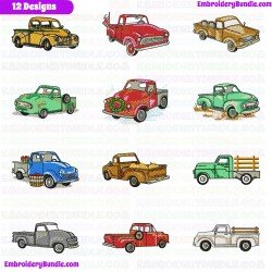 Pickup Truck Embroidery Design Bundle 1
