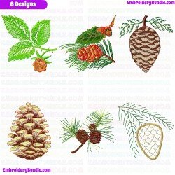 Pine Cone Embroidery Design Bundle 1