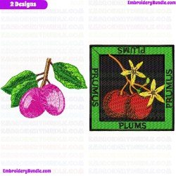 Plums Embroidery Design Bundle 1