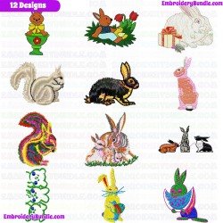 Rabbits Embroidery Design Bundle 9