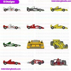 Race Cars Embroidery Design Bundle 2