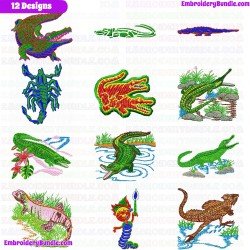 Reptiles Embroidery Design Bundle 2