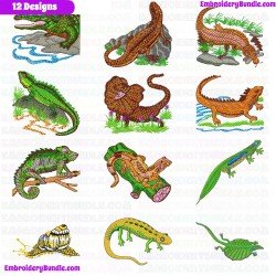 Reptiles Embroidery Design Bundle 3