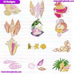 Seashell Embroidery Design Bundle 6